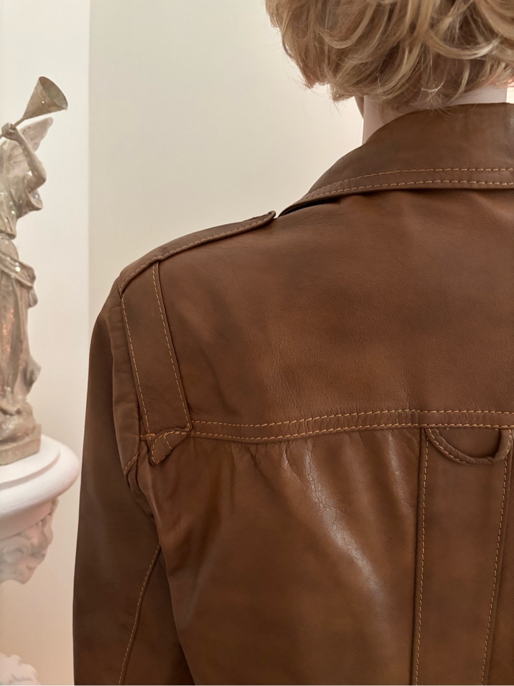Zara Brown Leather Button-Front Jacket - Picture 8 of 15